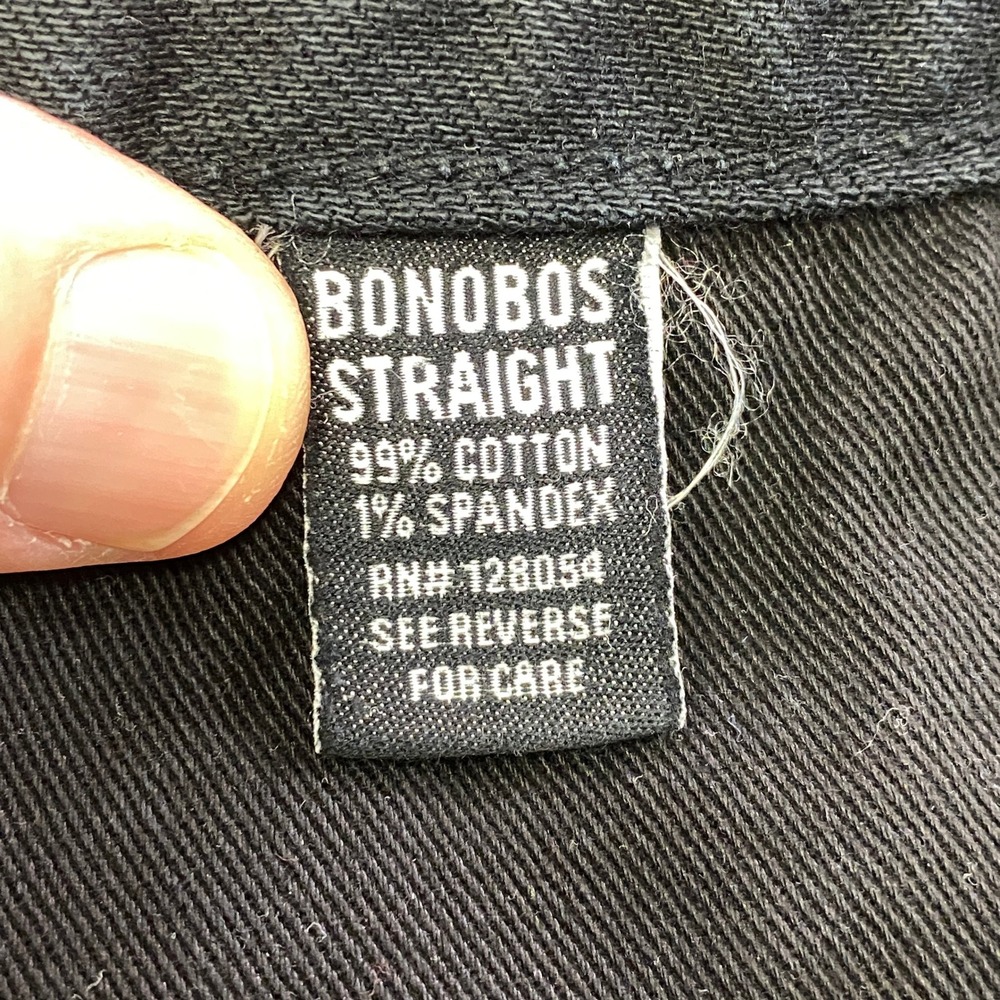 Bonobos Travel Jeans Mens 33x32 Minimalist Cotton Straight Black Made in USA - Picture 4 of 9